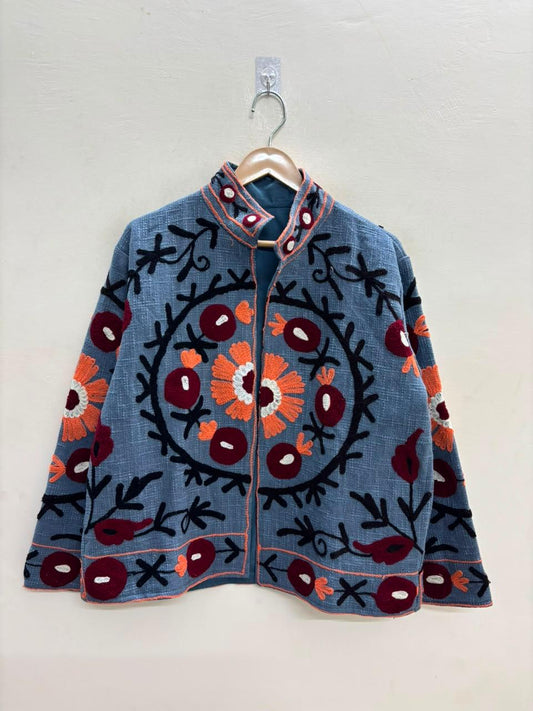 Handcrafted Suzani Embroidered Cotton Jacket – Floral Artisan Open Front Jacket (Copy) (Copy) (Copy) (Copy) (Copy) (Copy) (Copy) (Copy) (Copy) (Copy) (Copy) (Copy) (Copy) (Copy) (Copy) (Copy)