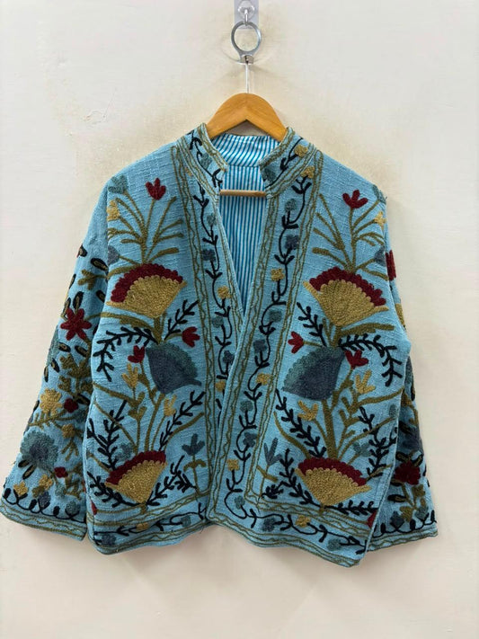 Handcrafted Suzani Embroidered Cotton Jacket – Floral Artisan Open Front Jacket (Copy) (Copy) (Copy) (Copy) (Copy) (Copy)