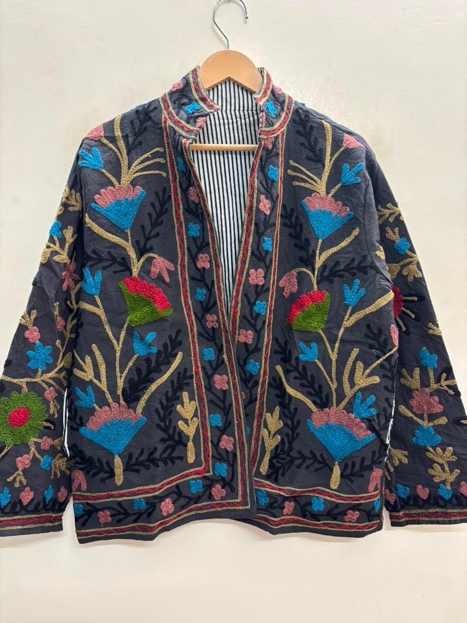 Handcrafted Suzani Embroidered Cotton Jacket – Floral Artisan Open Front Jacket (Copy) (Copy) (Copy) (Copy) (Copy) (Copy) (Copy) (Copy)