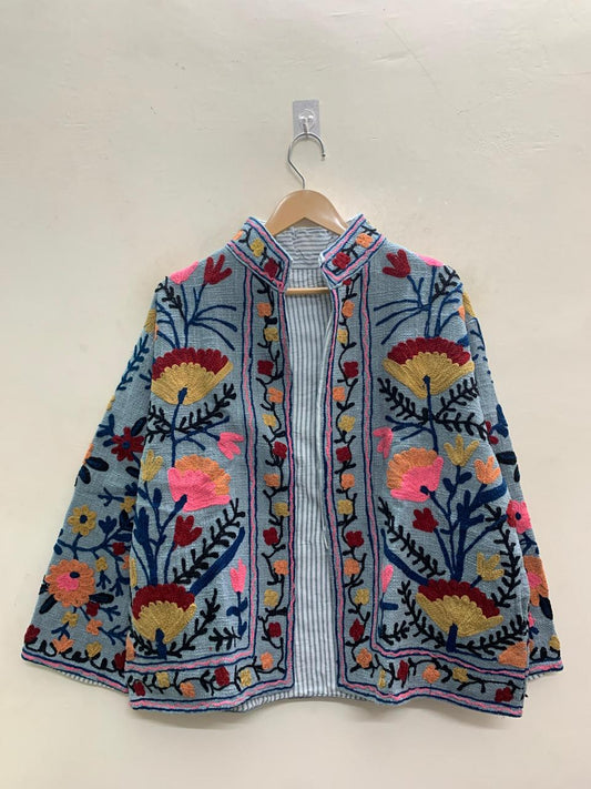 Handcrafted Suzani Embroidered Cotton Jacket – Floral Artisan Open Front Jacket (Copy) (Copy) (Copy) (Copy) (Copy) (Copy) (Copy) (Copy) (Copy) (Copy) (Copy) (Copy)