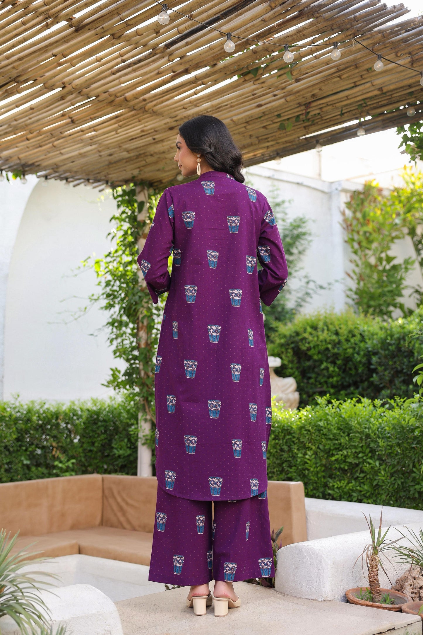 Ethnic Purple Kurta with Kulhad Motifs | Casual Kurta for Women