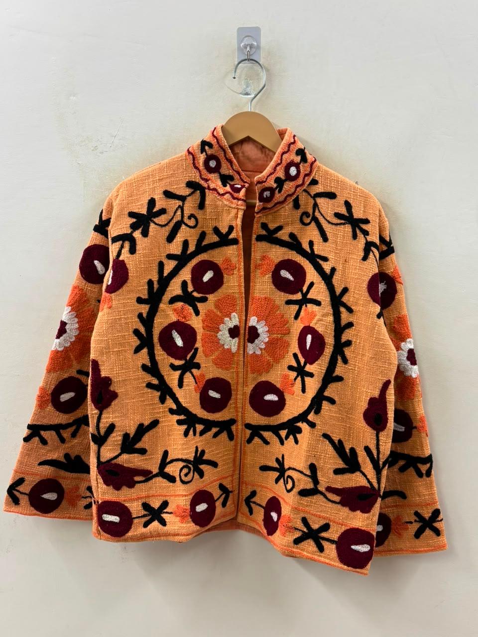 Handcrafted Suzani Embroidered Cotton Jacket – Floral Artisan Open Front Jacket (Copy) (Copy) (Copy) (Copy) (Copy) (Copy) (Copy) (Copy) (Copy) (Copy) (Copy) (Copy) (Copy)