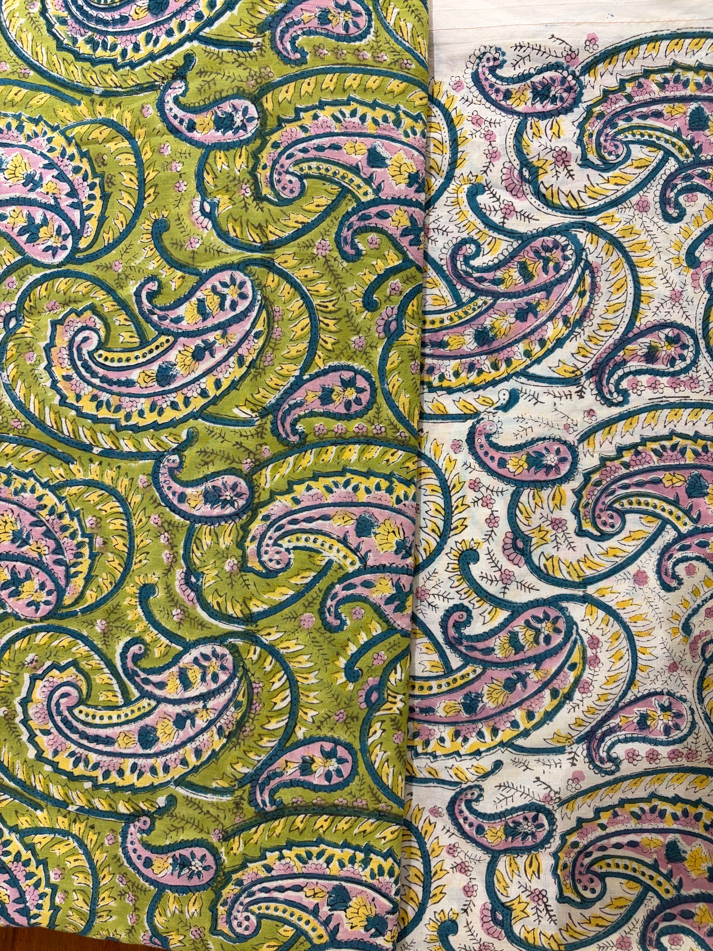 100% Cotton Hand Block Print Paisley Fabric | Green Floral Printed Cotton Fabric | Indian Jaipur Fabric for Apparel, Home Decor & Quilting | Wholesale Manufacturer