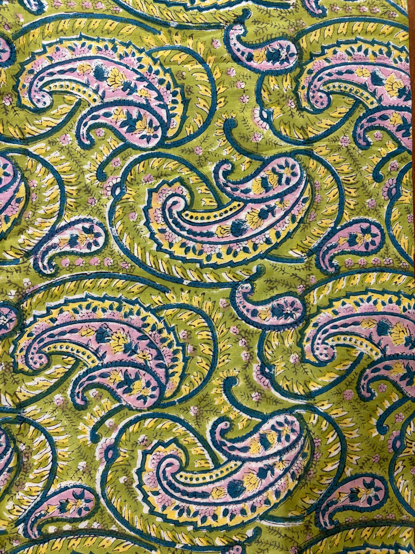 100% Cotton Hand Block Print Paisley Fabric | Green Floral Printed Cotton Fabric | Indian Jaipur Fabric for Apparel, Home Decor & Quilting | Wholesale Manufacturer