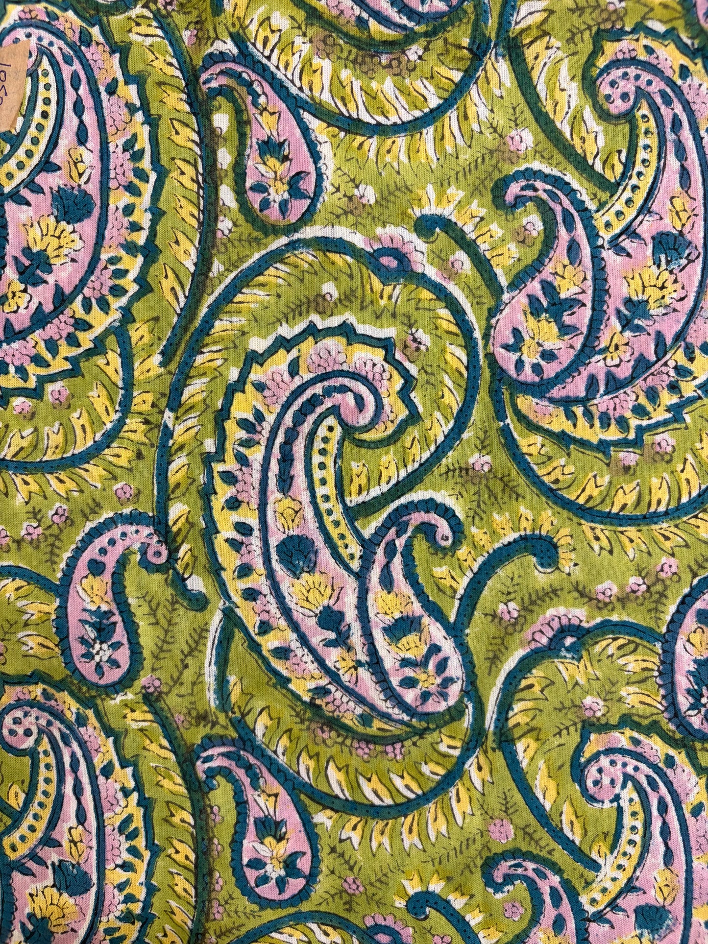 100% Cotton Hand Block Print Paisley Fabric | Green Floral Printed Cotton Fabric | Indian Jaipur Fabric for Apparel, Home Decor & Quilting | Wholesale Manufacturer