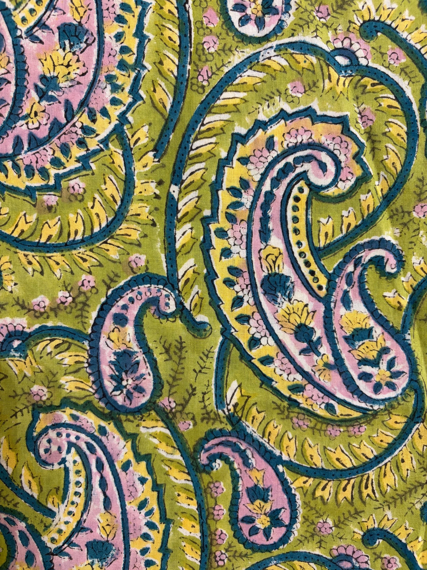 100% Cotton Hand Block Print Paisley Fabric | Green Floral Printed Cotton Fabric | Indian Jaipur Fabric for Apparel, Home Decor & Quilting | Wholesale Manufacturer