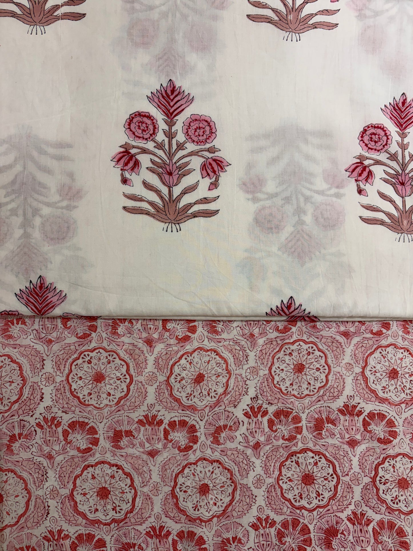 100% Cotton Hand Block Print Fabric Set | Floral Buta & Border Print Cotton Fabric | Indian Jaipur Cotton Fabric for Dress Material, Home Décor & Wholesale