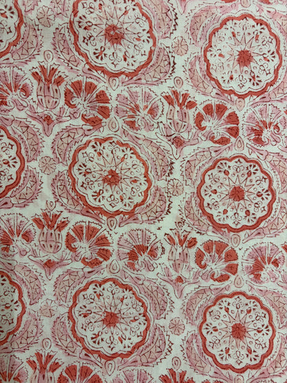 100% Cotton Hand Block Print Fabric Set | Floral Buta & Border Print Cotton Fabric | Indian Jaipur Cotton Fabric for Dress Material, Home Décor & Wholesale