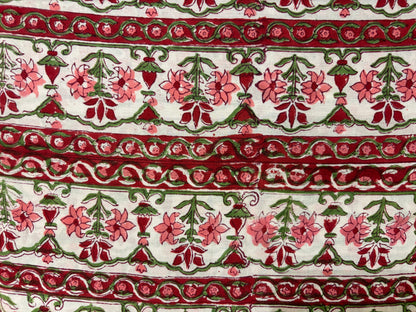 100% Cotton Hand Block Print Fabric Set | Floral Buti with Coordinated Border Print | Jaipur Printed Cotton Dress Material Fabric | Wholesale Manufacturer & Exporter