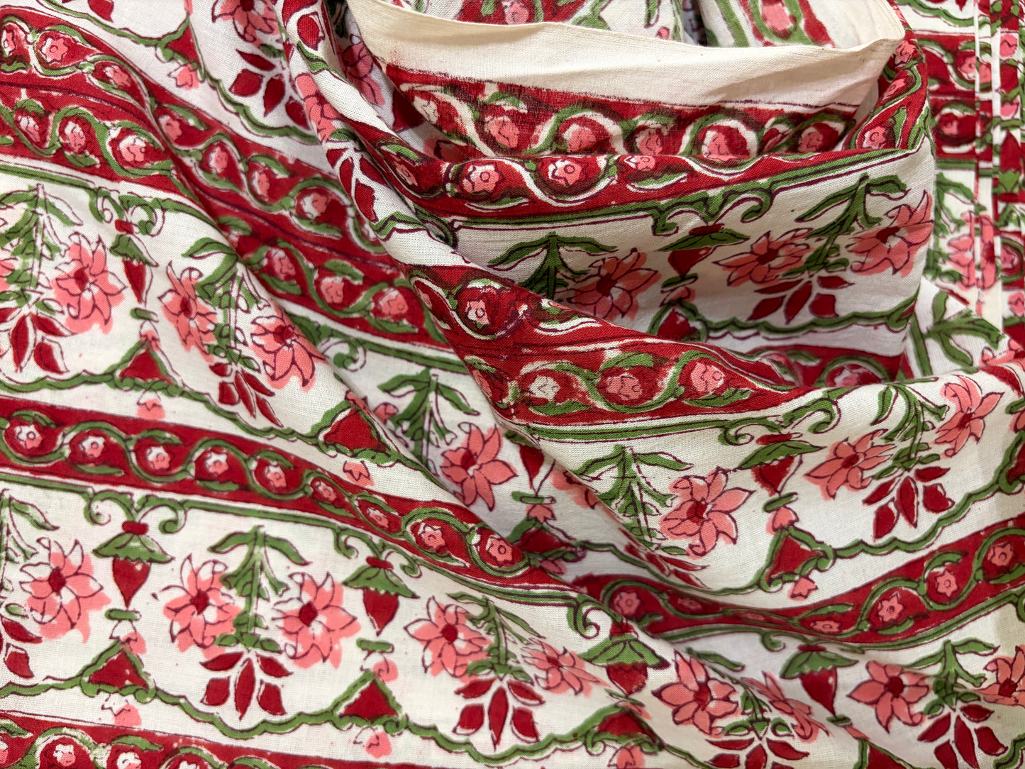 100% Cotton Hand Block Print Fabric Set | Floral Buti with Coordinated Border Print | Jaipur Printed Cotton Dress Material Fabric | Wholesale Manufacturer & Exporter