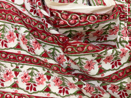 100% Cotton Hand Block Print Fabric Set | Floral Buti with Coordinated Border Print | Jaipur Printed Cotton Dress Material Fabric | Wholesale Manufacturer & Exporter
