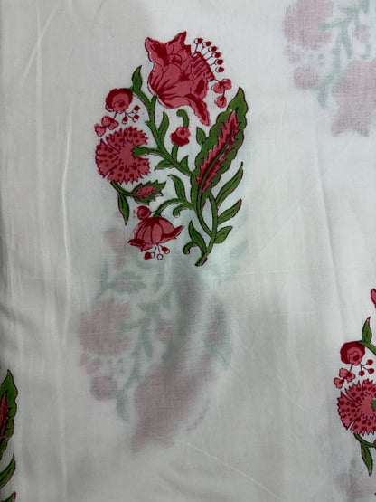 100% Cotton Hand Block Print Fabric Set | Floral Buti with Coordinated Border Print | Jaipur Printed Cotton Dress Material Fabric | Wholesale Manufacturer & Exporter