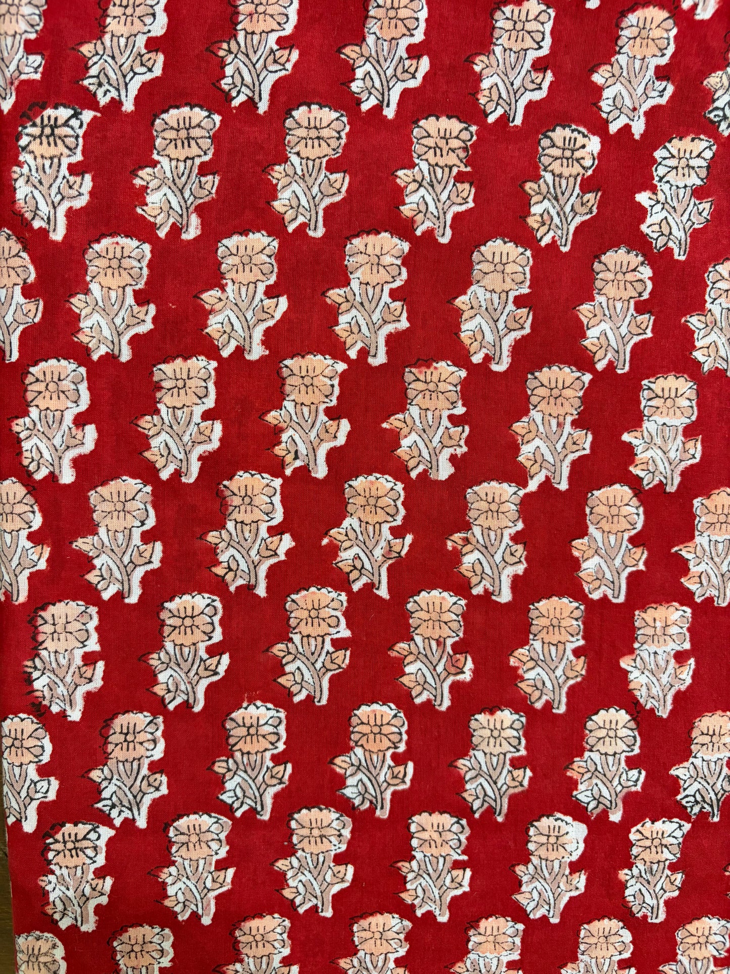 100% Cotton Hand Block Print Fabric | Red Floral Buti Cotton Fabric | Jaipur Printed Cotton Fabric for Dresses, Kurtis, Quilting & Home Décor | Wholesale Manufacturer