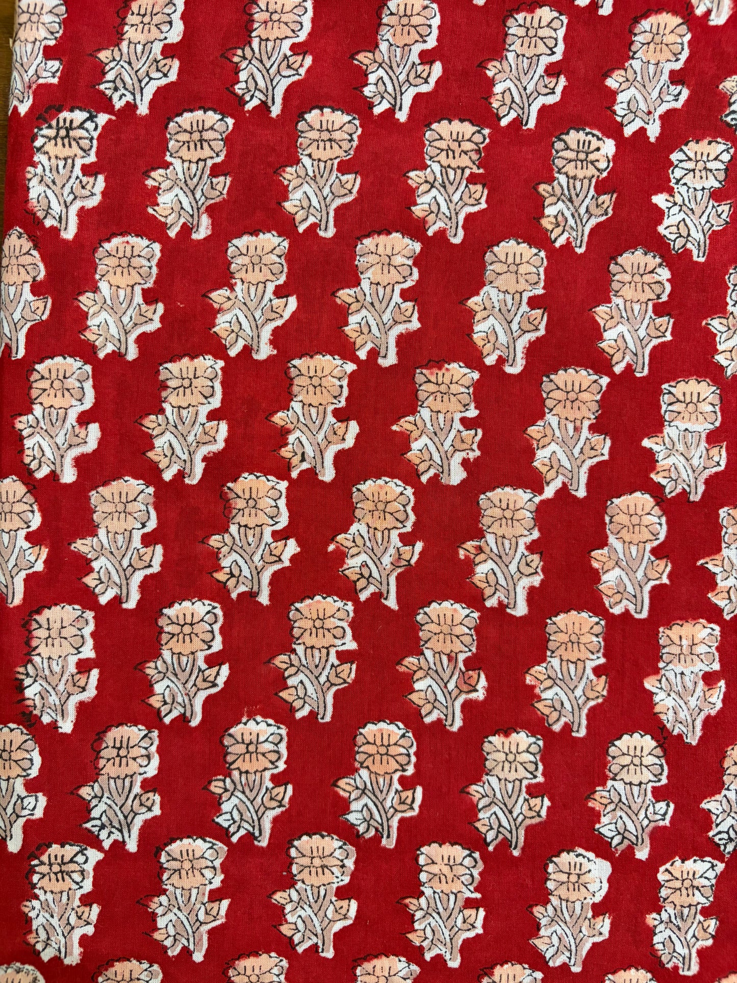 100% Cotton Hand Block Print Fabric | Red Floral Buti Cotton Fabric | Jaipur Printed Cotton Fabric for Dresses, Kurtis, Quilting & Home Décor | Wholesale Manufacturer