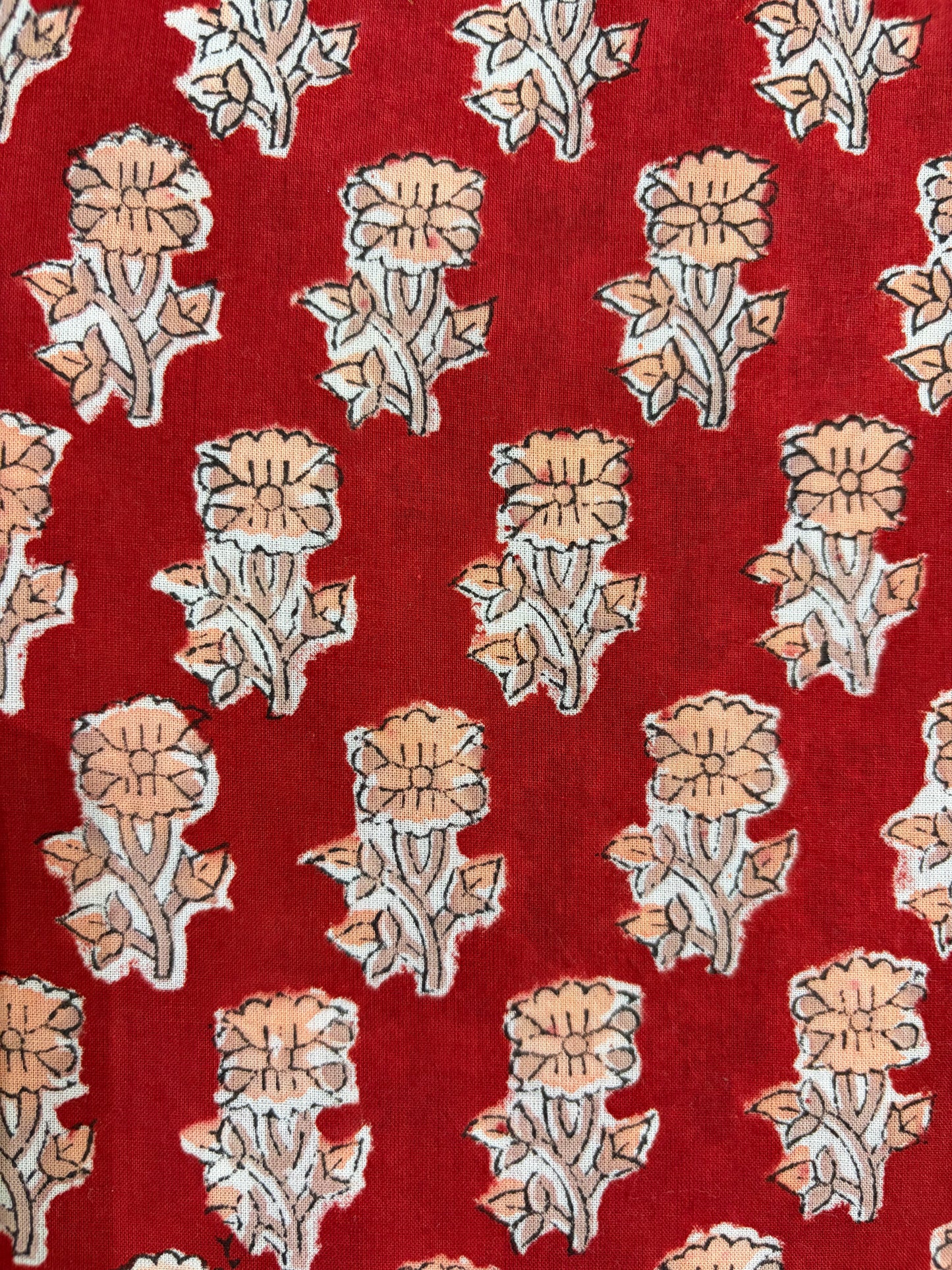 100% Cotton Hand Block Print Fabric | Red Floral Buti Cotton Fabric | Jaipur Printed Cotton Fabric for Dresses, Kurtis, Quilting & Home Décor | Wholesale Manufacturer