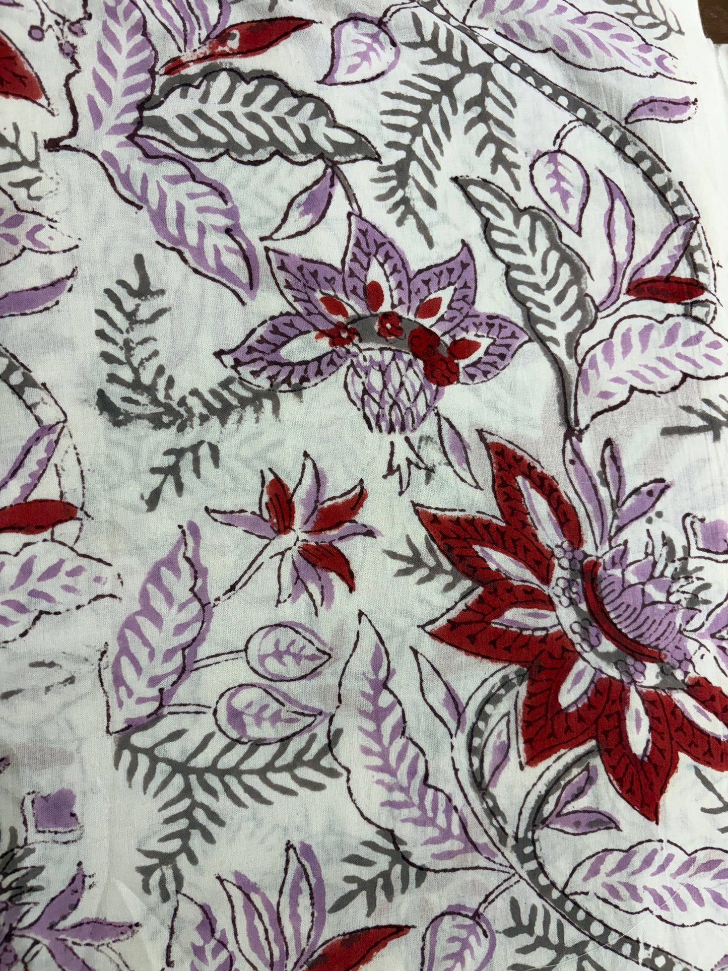 100% Cotton Hand Block Print Fabric | Tropical Floral Botanical Cotton Fabric | Jaipur Printed Cotton Fabric for Dresses, Home Décor, Quilting & Wholesale