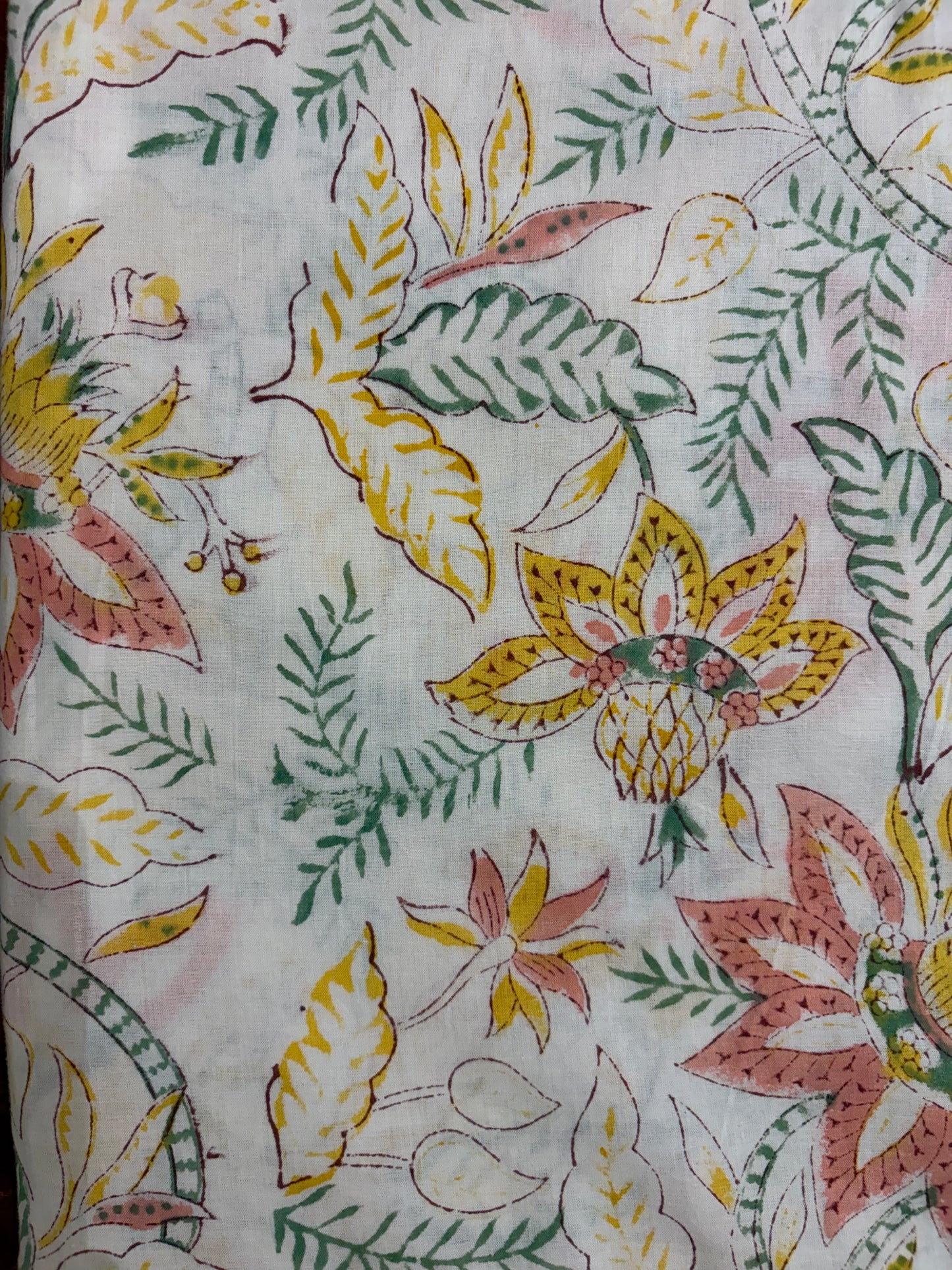 100% Cotton Hand Block Print Fabric | Tropical Floral Botanical Cotton Fabric | Jaipur Printed Cotton Fabric for Dresses, Home Décor, Quilting & Wholesale