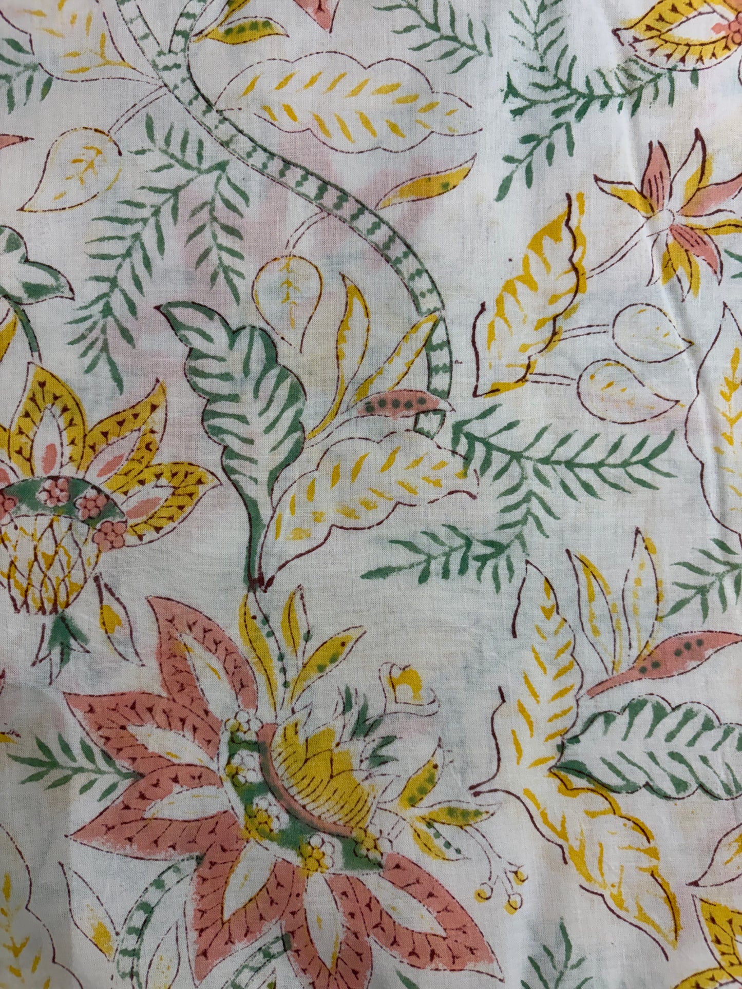 100% Cotton Hand Block Print Fabric | Tropical Floral Botanical Cotton Fabric | Jaipur Printed Cotton Fabric for Dresses, Home Décor, Quilting & Wholesale