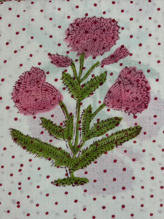 100% Cotton Hand Block Print Fabric | Floral Stripe Jaipur Print Cotton Fabric | Indian Handmade Fabric for Dresses, Quilts & Home Decor