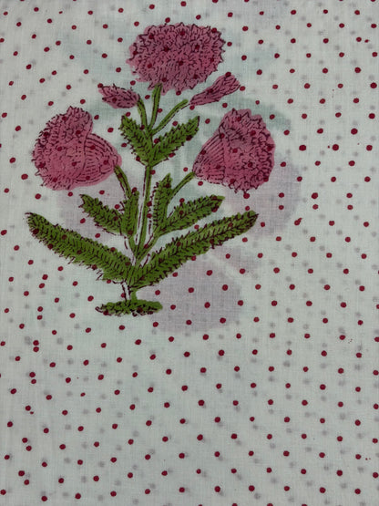 100% Cotton Hand Block Print Fabric | Floral Stripe Jaipur Print Cotton Fabric | Indian Handmade Fabric for Dresses, Quilts & Home Decor