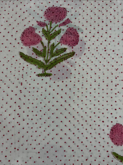 100% Cotton Hand Block Print Fabric | Floral Stripe Jaipur Print Cotton Fabric | Indian Handmade Fabric for Dresses, Quilts & Home Decor