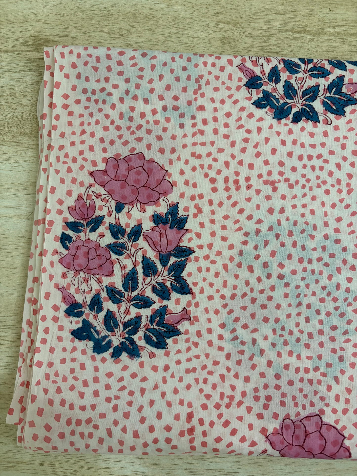 100% Cotton Hand Block Print Fabric | Pink Floral Printed Cotton Fabric | Soft Jaipur Cotton Fabric for Dresses, Home Furnishing & Crafts