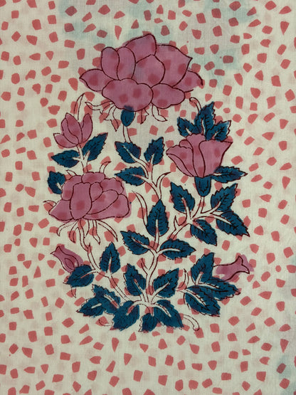 100% Cotton Hand Block Print Fabric | Pink Floral Printed Cotton Fabric | Soft Jaipur Cotton Fabric for Dresses, Home Furnishing & Crafts