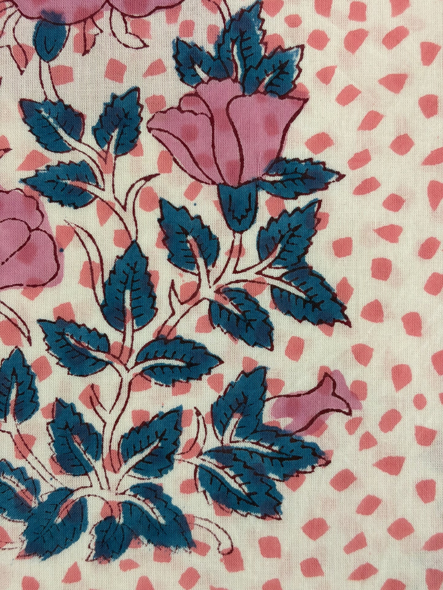 100% Cotton Hand Block Print Fabric | Pink Floral Printed Cotton Fabric | Soft Jaipur Cotton Fabric for Dresses, Home Furnishing & Crafts