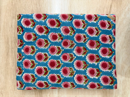 100% Cotton Hand Block Print Fabric | Pink Sunflower Floral Cotton Fabric | Jaipur Printed Cotton Fabric for Dresses, Quilts & Home Furnishing