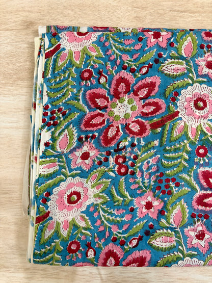 100% Cotton Hand Block Print Fabric | Multicolor Floral Cotton Fabric | Jaipur Handmade Printed Fabric for Apparel, Home Furnishing & Crafts