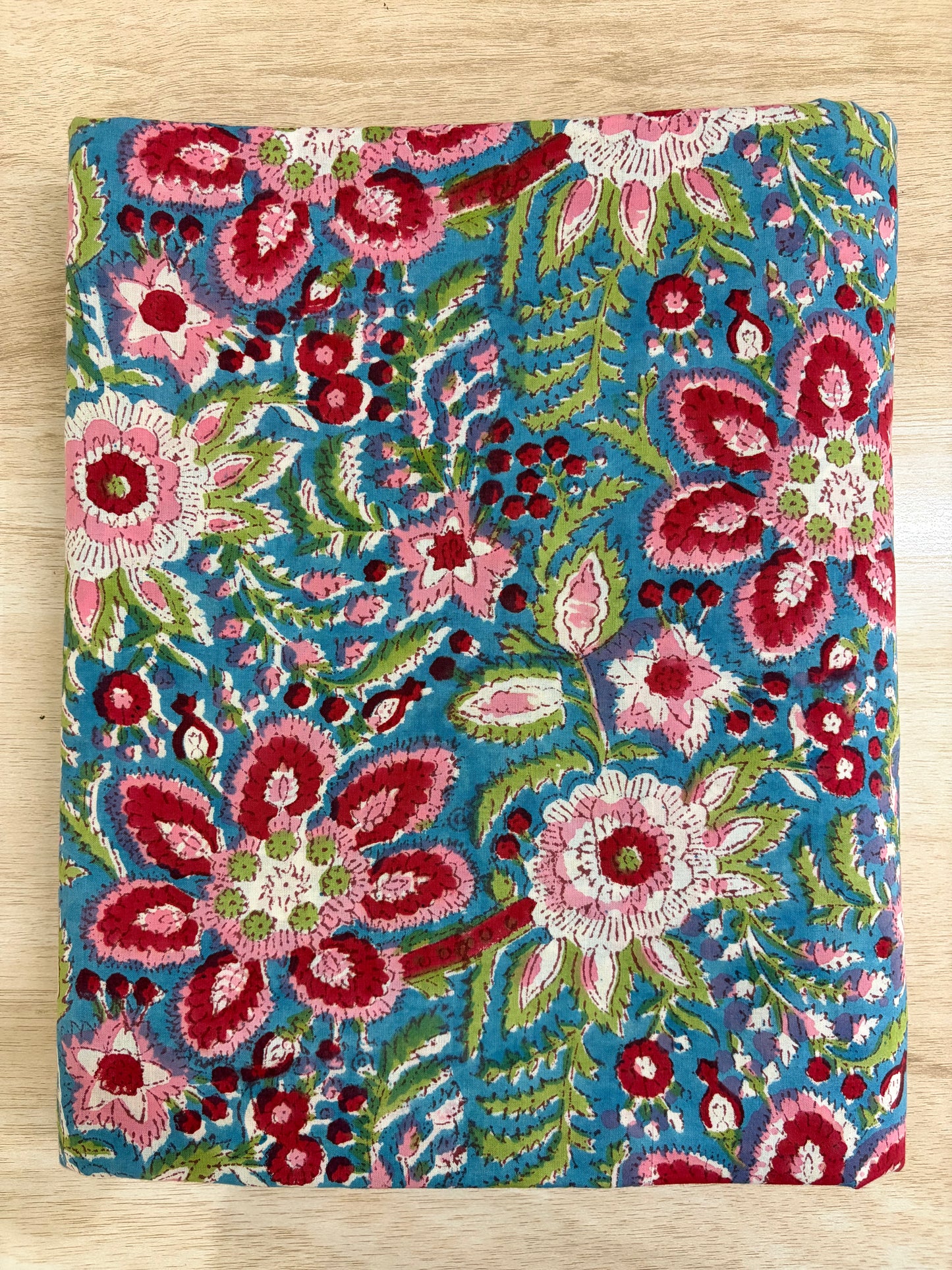 100% Cotton Hand Block Print Fabric | Multicolor Floral Cotton Fabric | Jaipur Handmade Printed Fabric for Apparel, Home Furnishing & Crafts