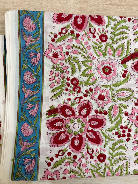 100% Cotton Hand Block Print Fabric | Multicolor Floral Cotton Fabric | Jaipur Handmade Printed Fabric for Apparel, Home Furnishing & Crafts (Copy)