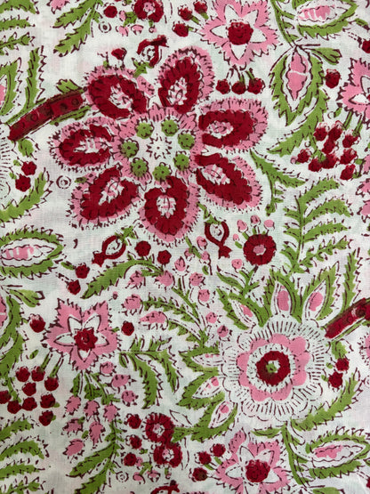 100% Cotton Hand Block Print Fabric | Multicolor Floral Cotton Fabric | Jaipur Handmade Printed Fabric for Apparel, Home Furnishing & Crafts (Copy)