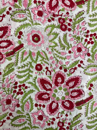 100% Cotton Hand Block Print Fabric | Multicolor Floral Cotton Fabric | Jaipur Handmade Printed Fabric for Apparel, Home Furnishing & Crafts (Copy)