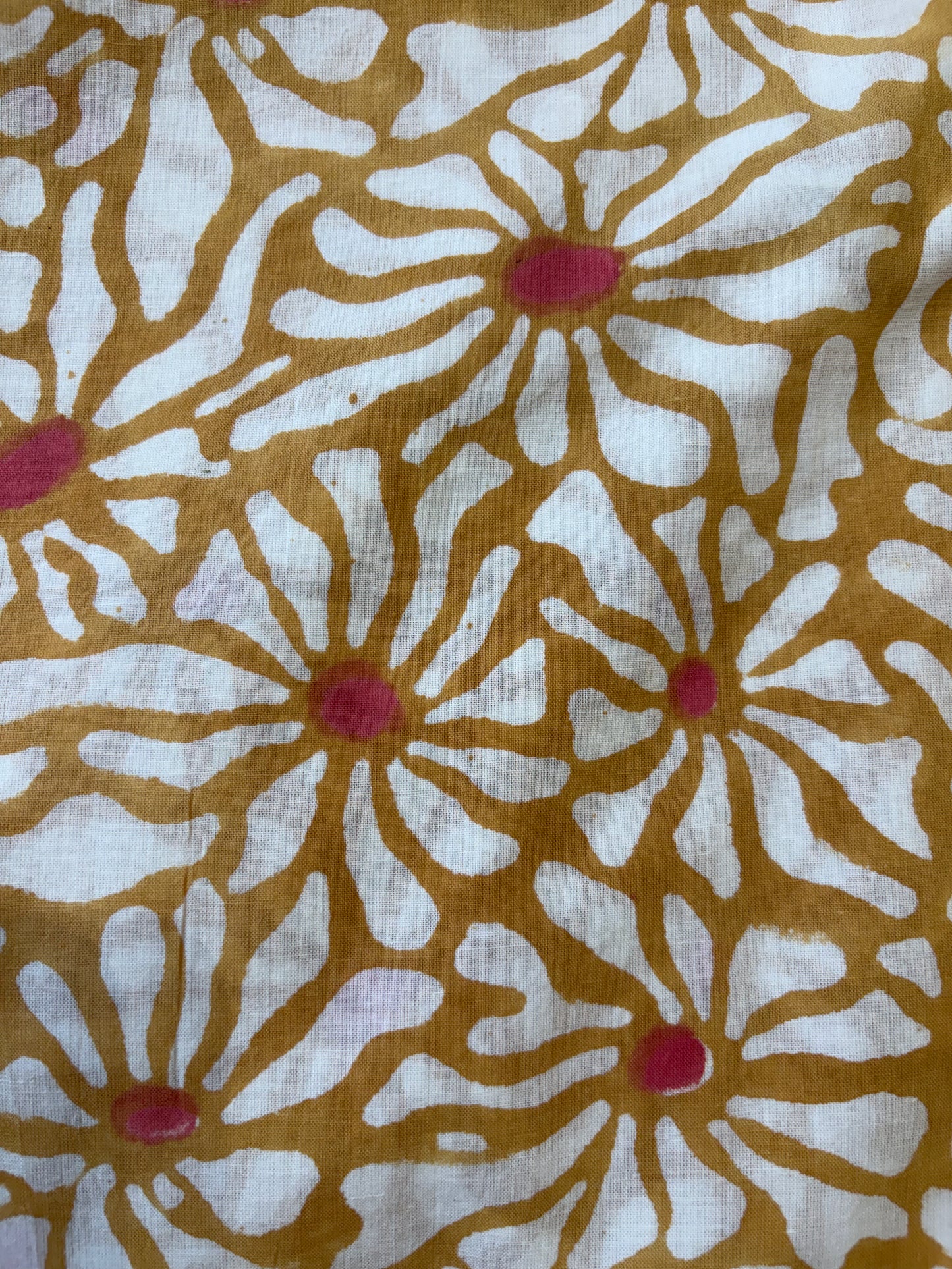 100% Cotton Hand Block Print Fabric | Floral Daisy Print Cotton Fabric | Soft Cambric Fabric for Apparel & Home Textile