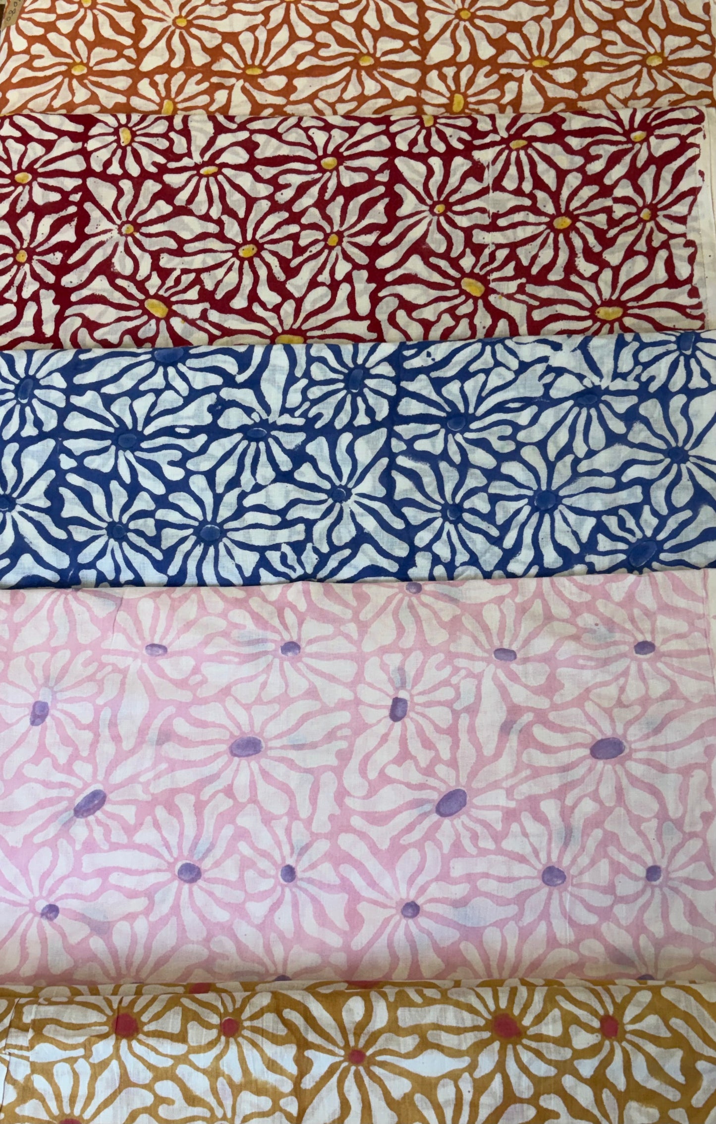 100% Cotton Hand Block Print Fabric | Floral Daisy Print Cotton Fabric | Soft Cambric Fabric for Apparel & Home Textile