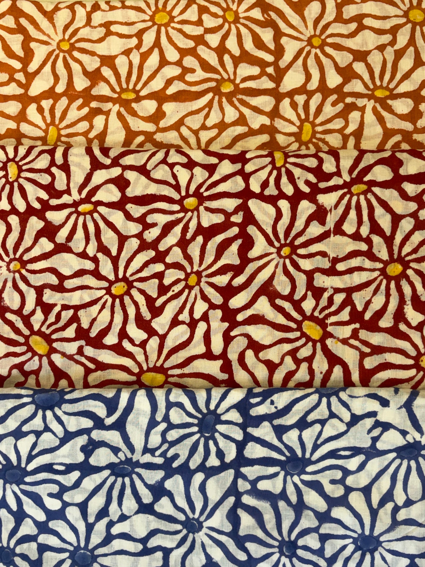 100% Cotton Hand Block Print Fabric | Floral Daisy Print Cotton Fabric | Soft Cambric Fabric for Apparel & Home Textile