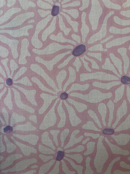 100% Cotton Hand Block Print Fabric | Floral Daisy Print Cotton Fabric | Soft Cambric Fabric for Apparel & Home Textile