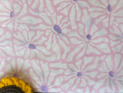 100% Cotton Hand Block Print Fabric | Floral Daisy Print Cotton Fabric | Soft Cambric Fabric for Apparel & Home Textile