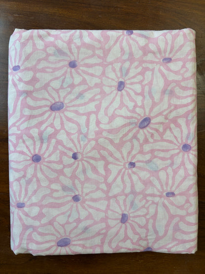 100% Cotton Hand Block Print Fabric | Floral Daisy Print Cotton Fabric | Soft Cambric Fabric for Apparel & Home Textile