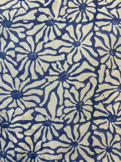 100% Cotton Hand Block Print Fabric | Floral Daisy Print Cotton Fabric | Soft Cambric Fabric for Apparel & Home Textile
