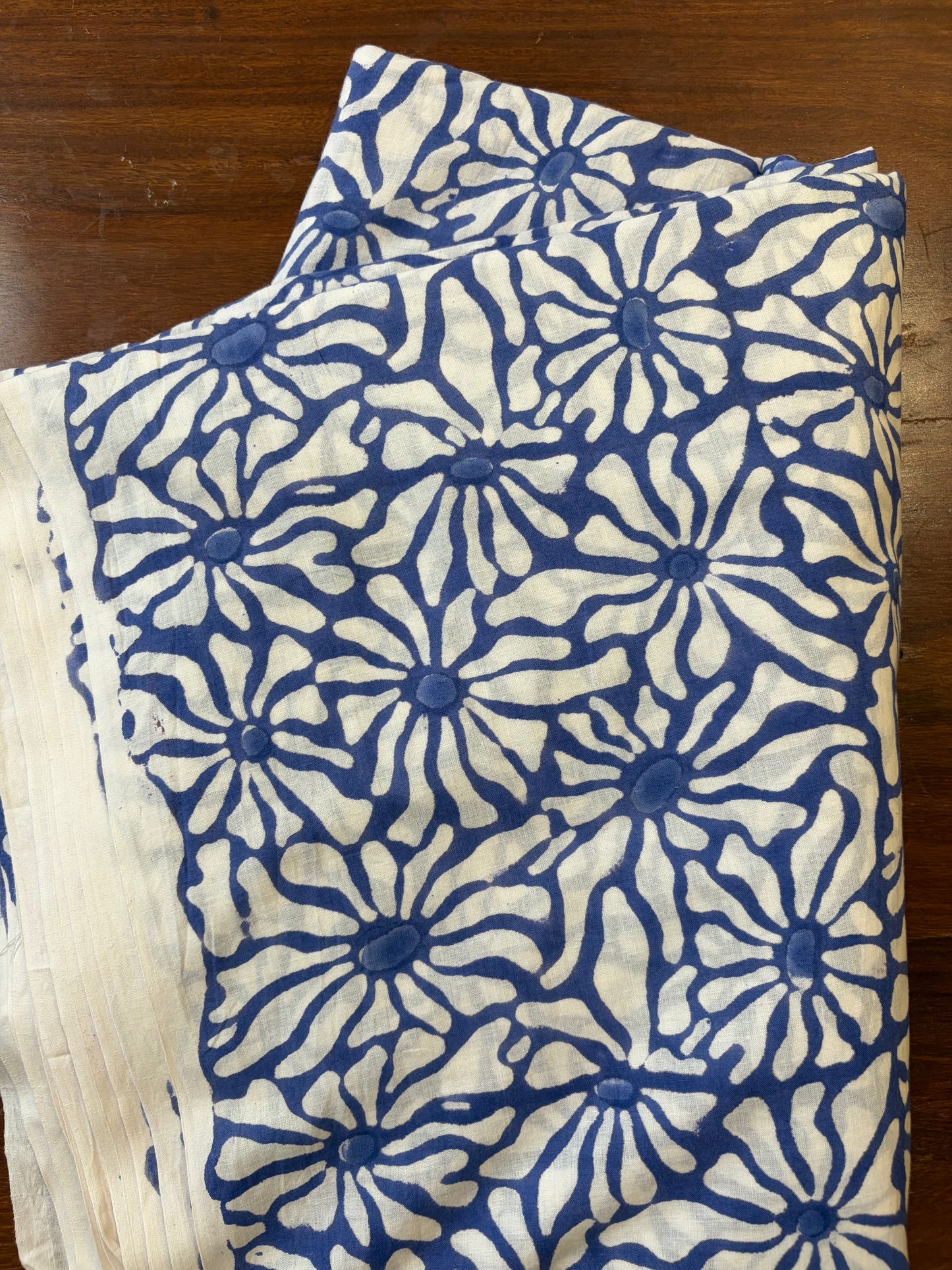 100% Cotton Hand Block Print Fabric | Floral Daisy Print Cotton Fabric | Soft Cambric Fabric for Apparel & Home Textile