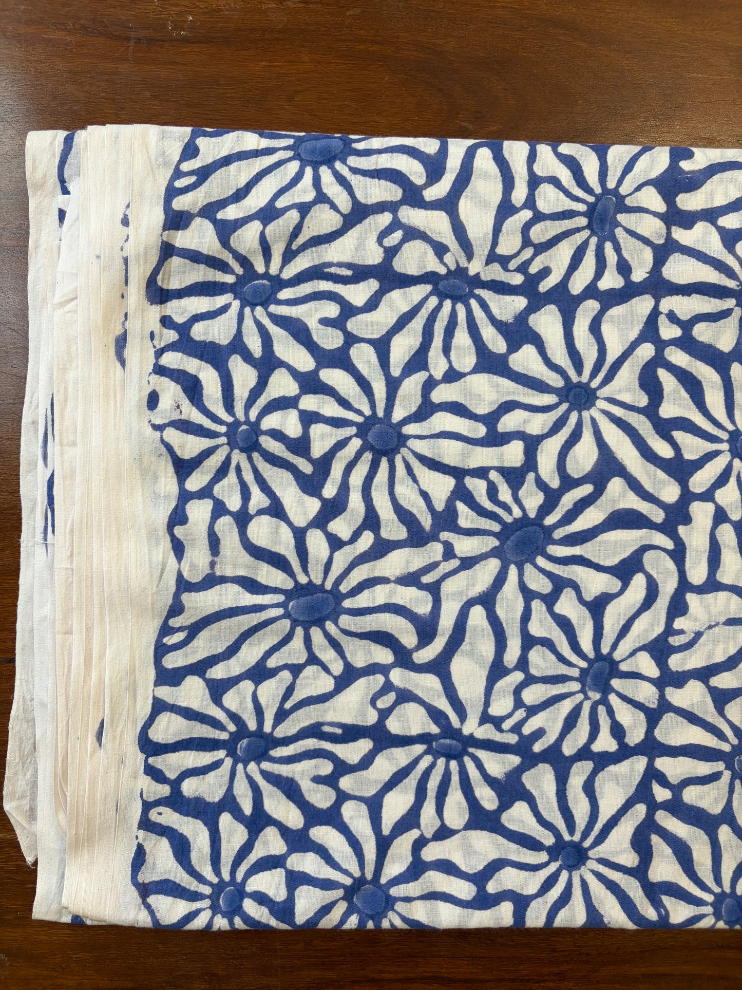 100% Cotton Hand Block Print Fabric | Floral Daisy Print Cotton Fabric | Soft Cambric Fabric for Apparel & Home Textile