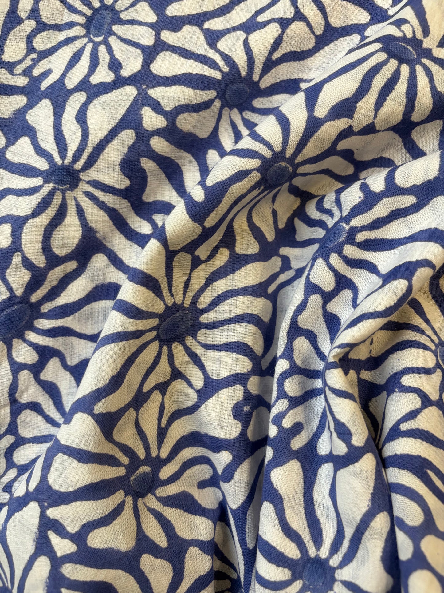 100% Cotton Hand Block Print Fabric | Floral Daisy Print Cotton Fabric | Soft Cambric Fabric for Apparel & Home Textile