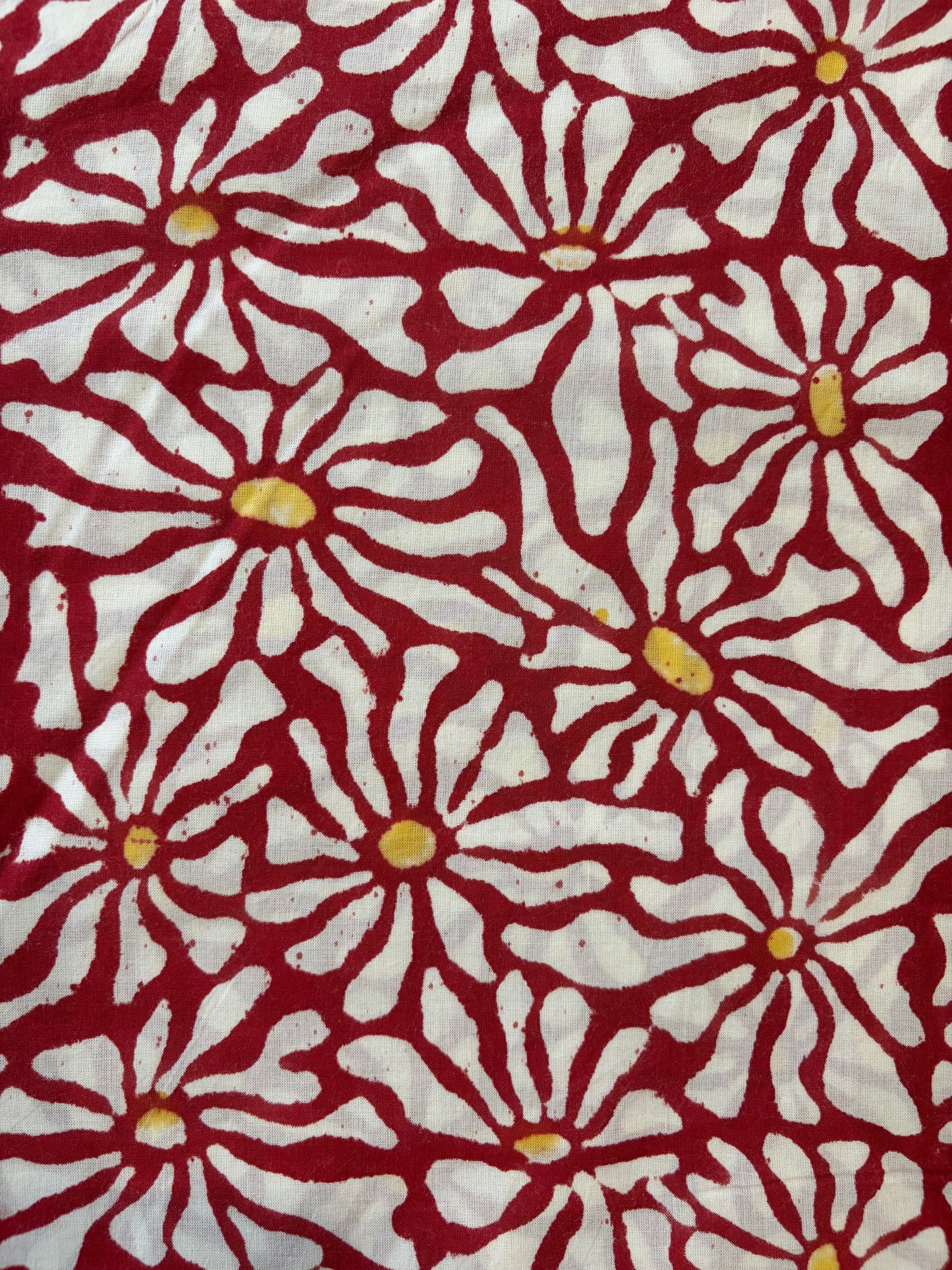 100% Cotton Hand Block Print Fabric | Floral Daisy Print Cotton Fabric | Soft Cambric Fabric for Apparel & Home Textile