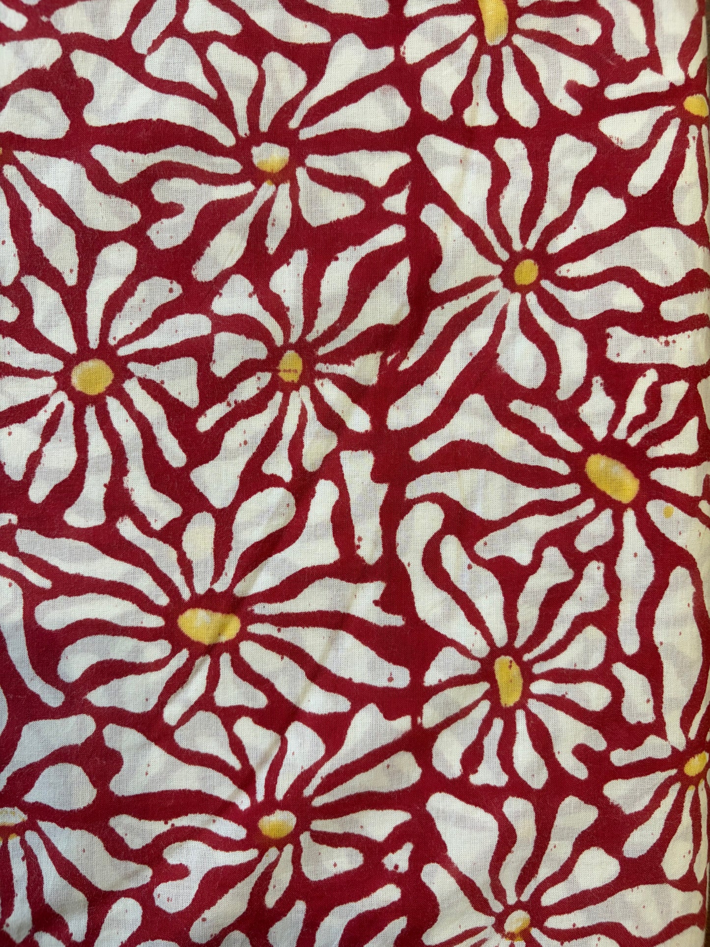 100% Cotton Hand Block Print Fabric | Floral Daisy Print Cotton Fabric | Soft Cambric Fabric for Apparel & Home Textile