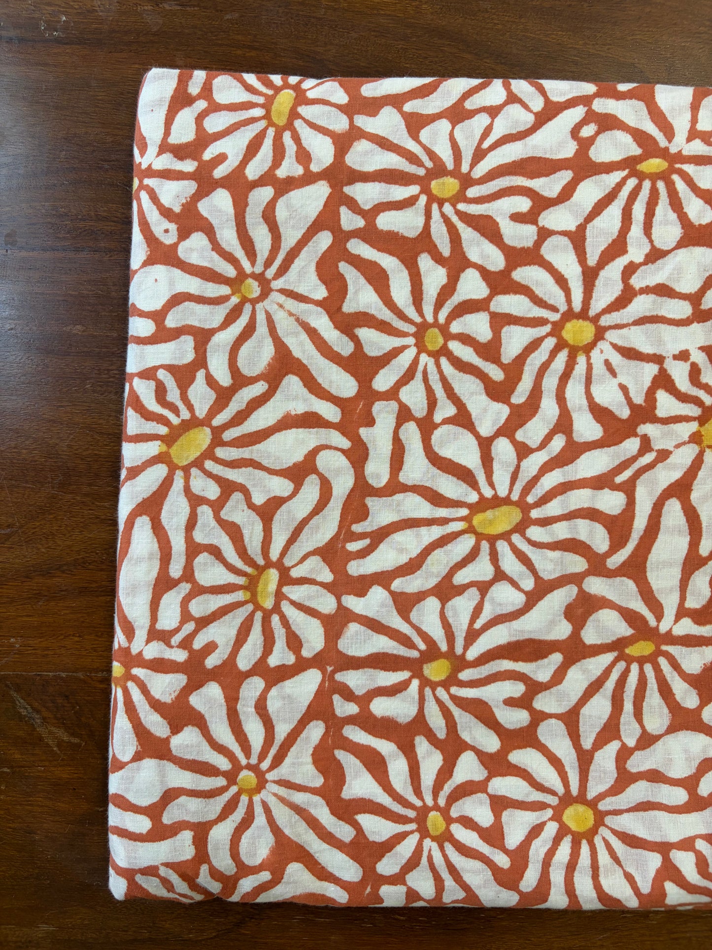 100% Cotton Hand Block Print Fabric | Floral Daisy Print Cotton Fabric | Soft Cambric Fabric for Apparel & Home Textile