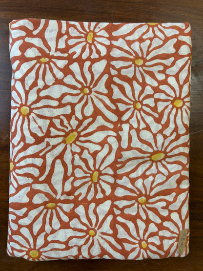 100% Cotton Hand Block Print Fabric | Floral Daisy Print Cotton Fabric | Soft Cambric Fabric for Apparel & Home Textile