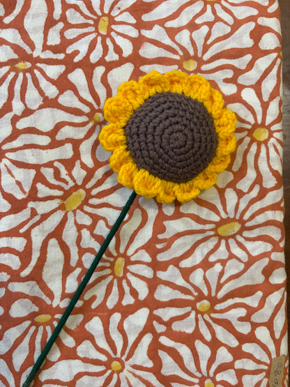 100% Cotton Hand Block Print Fabric | Floral Daisy Print Cotton Fabric | Soft Cambric Fabric for Apparel & Home Textile