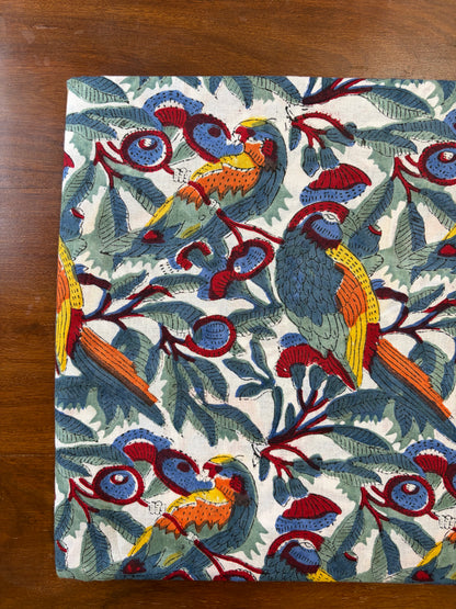 100% Cotton Hand Block Print Fabric | Premium Bird & Floral Print Cotton Fabric | Sustainable Dress Material Manufacturer India